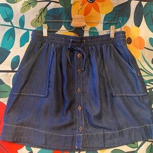 Universal Thread Dark Blue Button-Front Mini Skirt